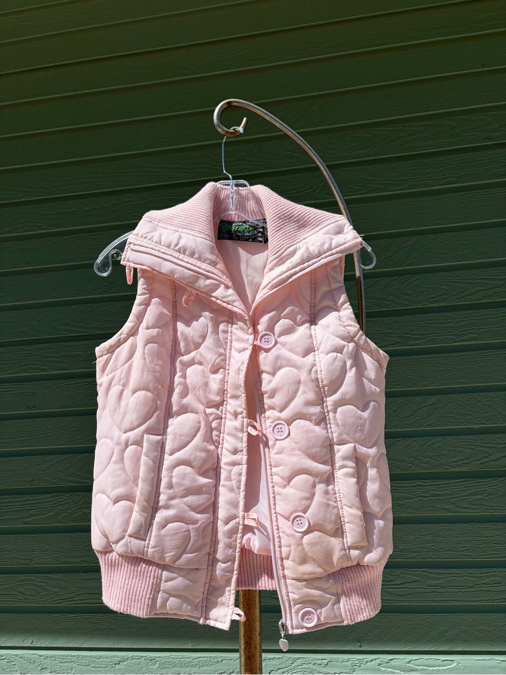 One Step Ahead Girls Light Pink Quilted Heart Puffer Vest